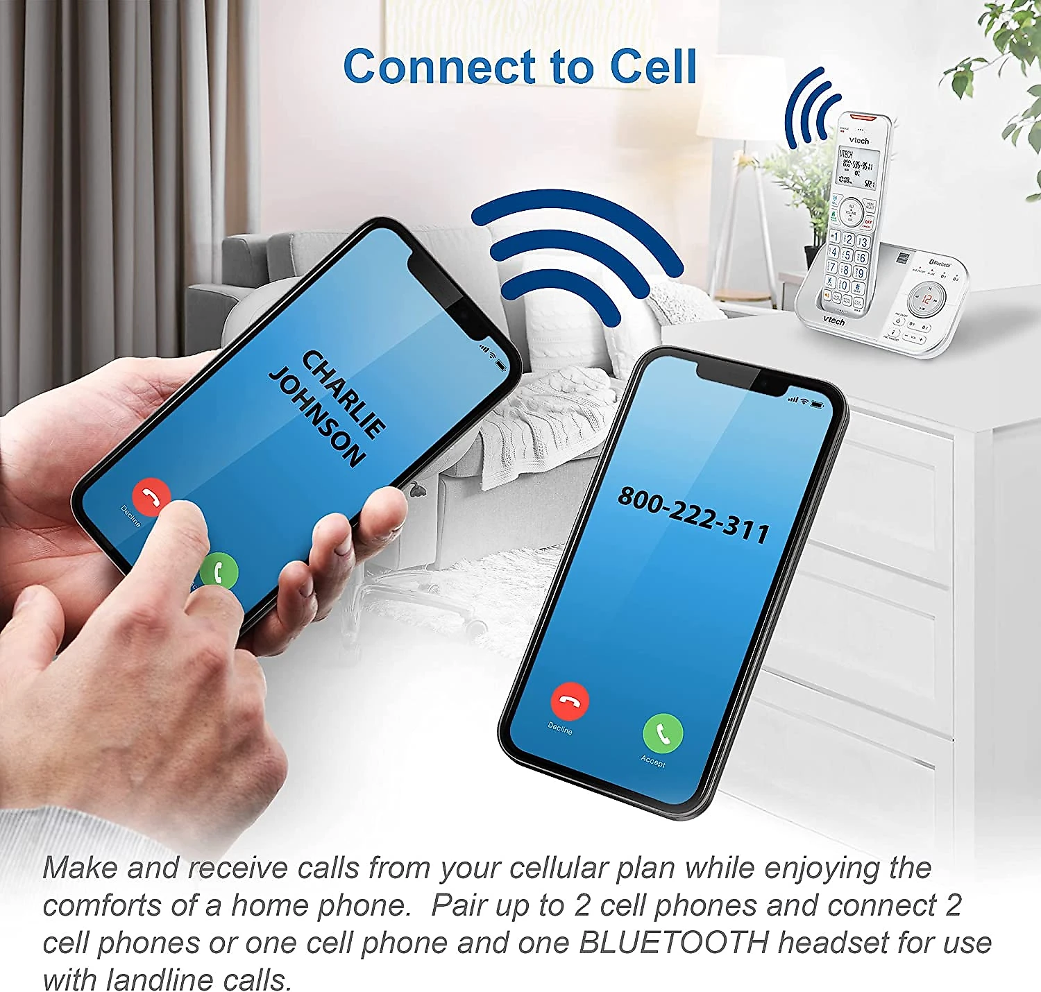 VTech VS11227 Telefone sem Fio com Bluetooth Secretária Eletrônica 2 Aparelhos