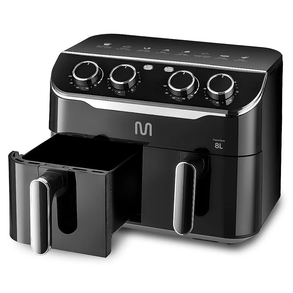 Air fryer multi 8l com 2 gavetas 1800w 127v preta - go233 preto - 127v