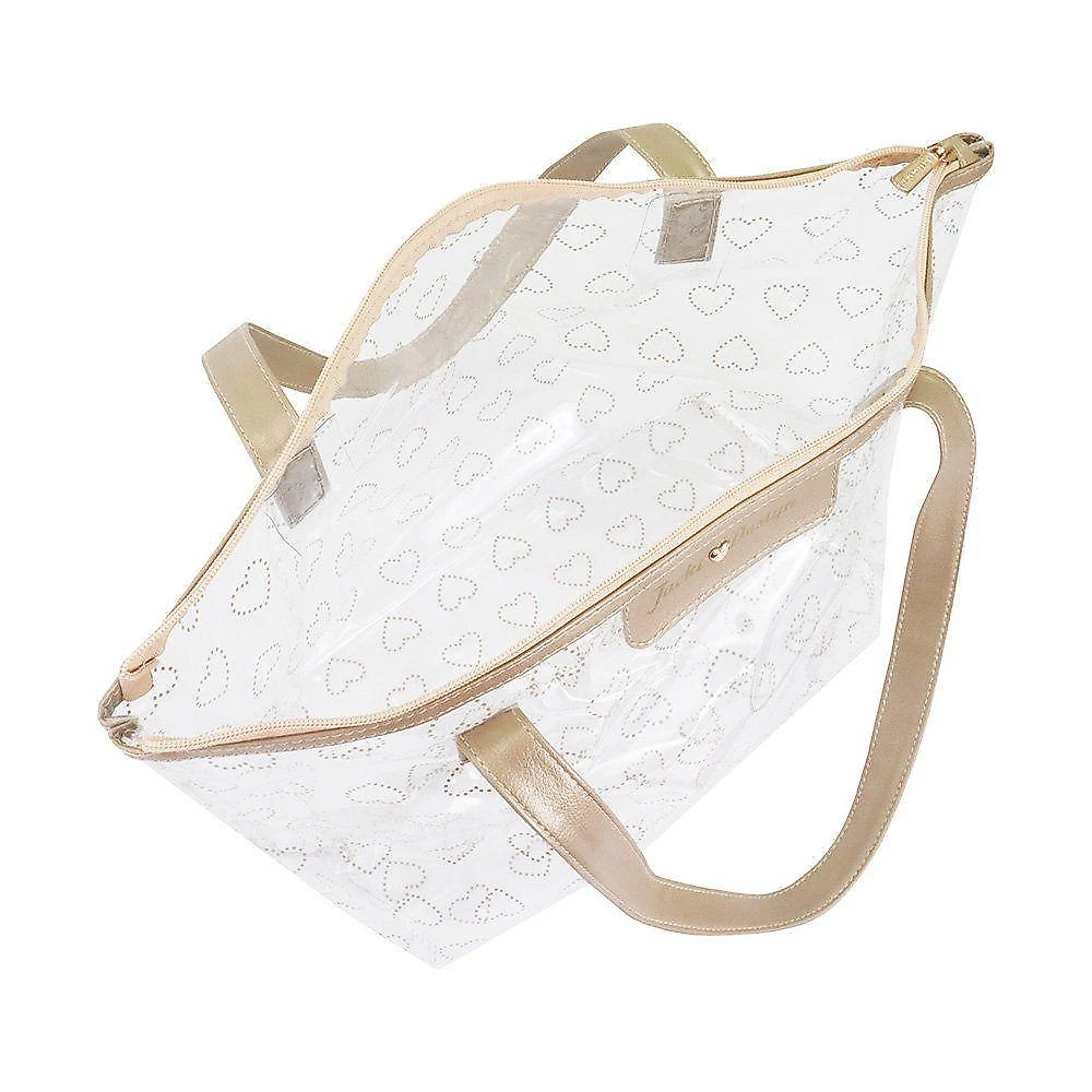 Kit Bolsa Shopper E Necessaire Transparente Love Dourado
