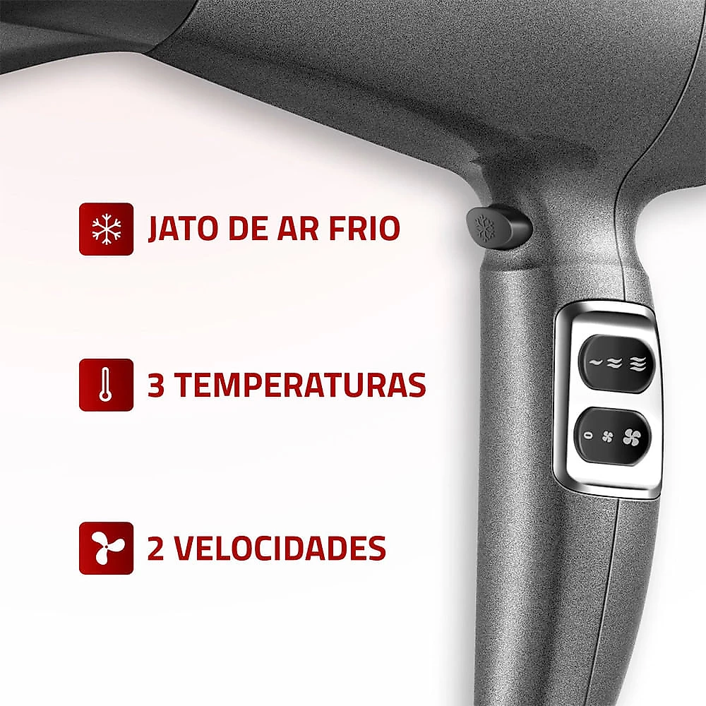 Secador de Cabelos SC-20 Space Shine Mondial 2000W Grafite Grafite - 110V