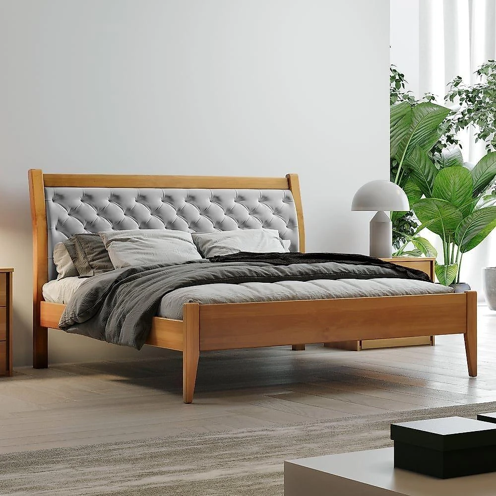 Cama Casal 140cm Vivare Amêndoa Mel Josandro Amêndoa Mel