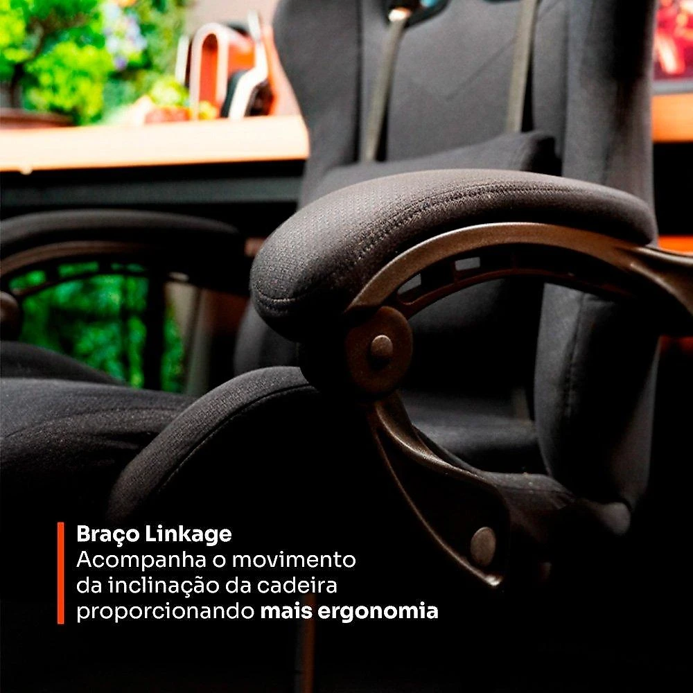 Cadeira Gamer Husky Storm 100, Até 120kg, Almofadas, Reclinável 135º, Tecido, Preta - HCG100PTT