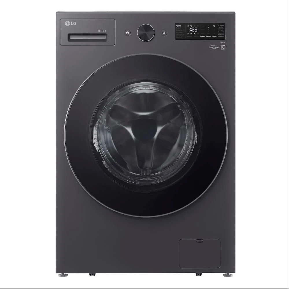 Lava e Seca Smart LG 16kg Black Inox com AIDD™ WD16GNTS6