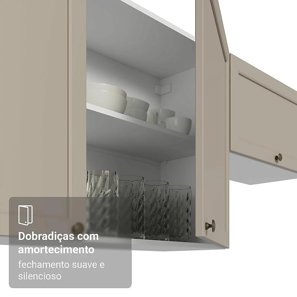 Armário aéreo 120 cm 2 portas branco/crema vik madesa