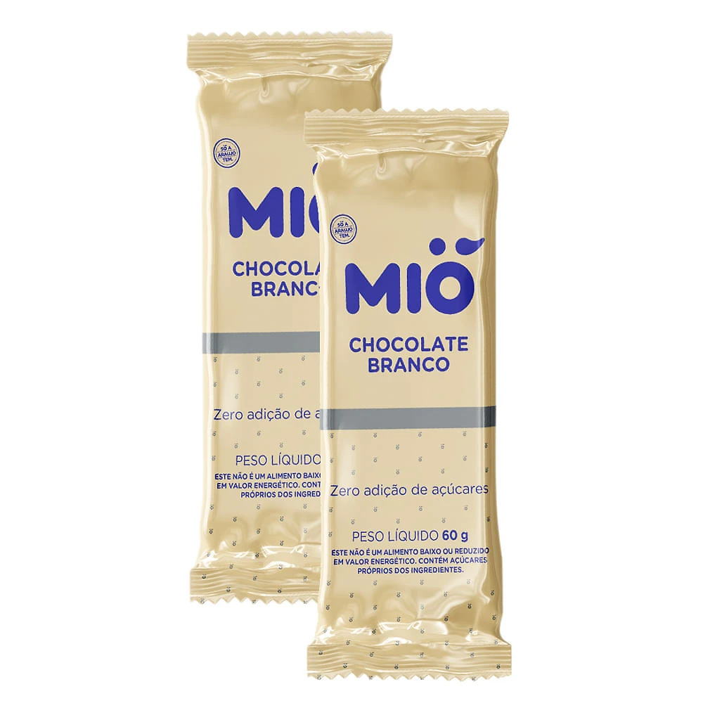Chocolate Mió Branco Zero 60g | Kit com duas unidades