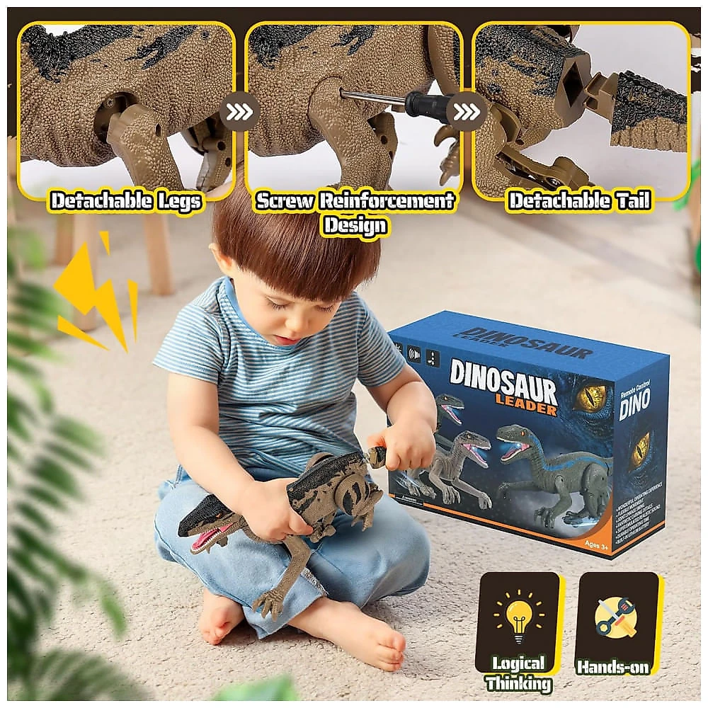 Brinquedo de Dinossauro para Crianças - Controle Remoto 2.4GHz com Andar, Sons Realistas e Modo Demonstração - Rcfunkid