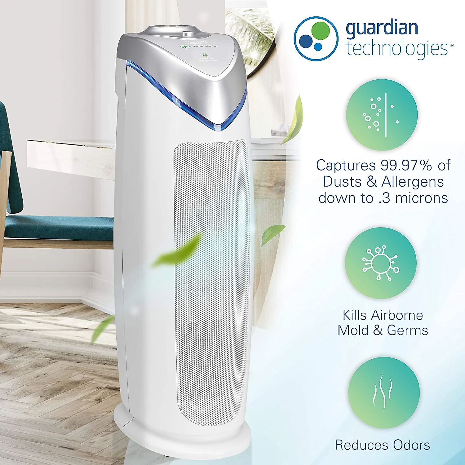 Guardian Purificador de Ar Automático 4 em 1 com Filtro HEPA Área 14 m2 110V Branco