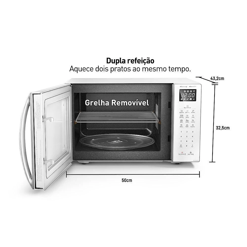 Micro-ondas Panasonic Dupla Refeição 34L Branco - ST65LWRU 220V