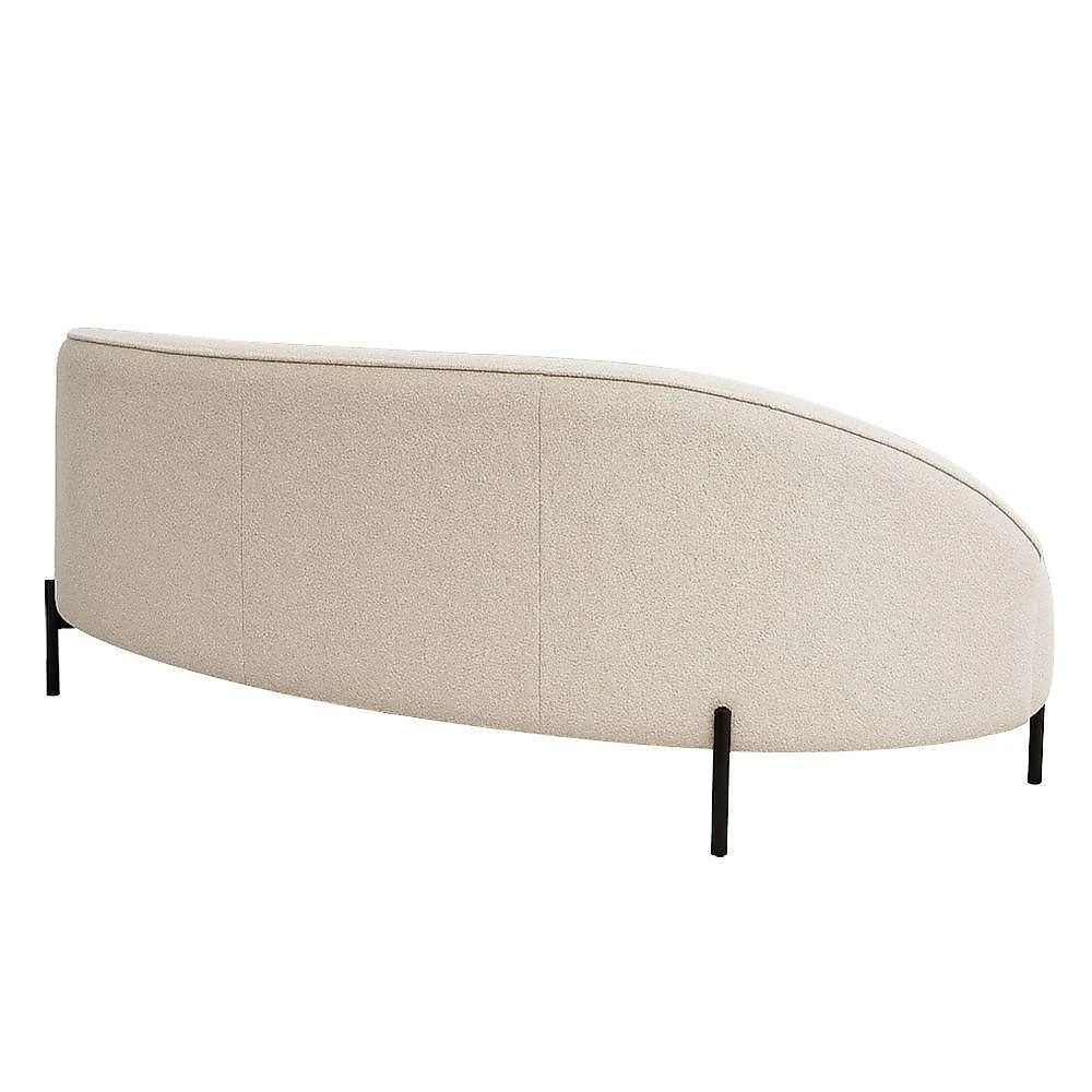 Sofá Curvo Porto 03 Lugares 180cm Pés Preto Bouclé Off White - Nexta Casa