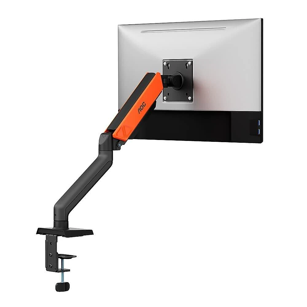 Suporte de Mesa para Monitor de 17" a 32" AOC AM102, Ajustes com Mola Mecânica, Preto Fosco e Laranja - AM102H2