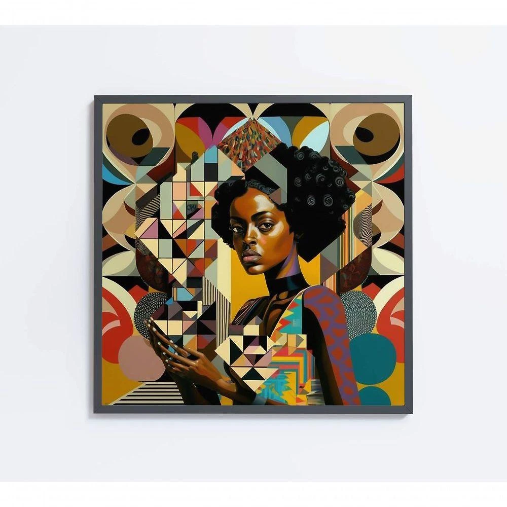 Quadro Ilustração Afro Feminino Medidas 40x40 Cm Impressão Vidro Acrílico
