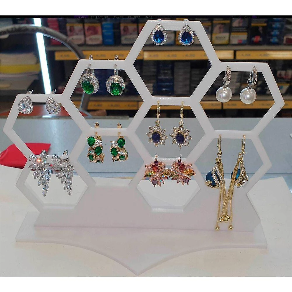 Organizador de Bijuterias Colméia 3D em PLA Suporte Decorativo para Acessórios
