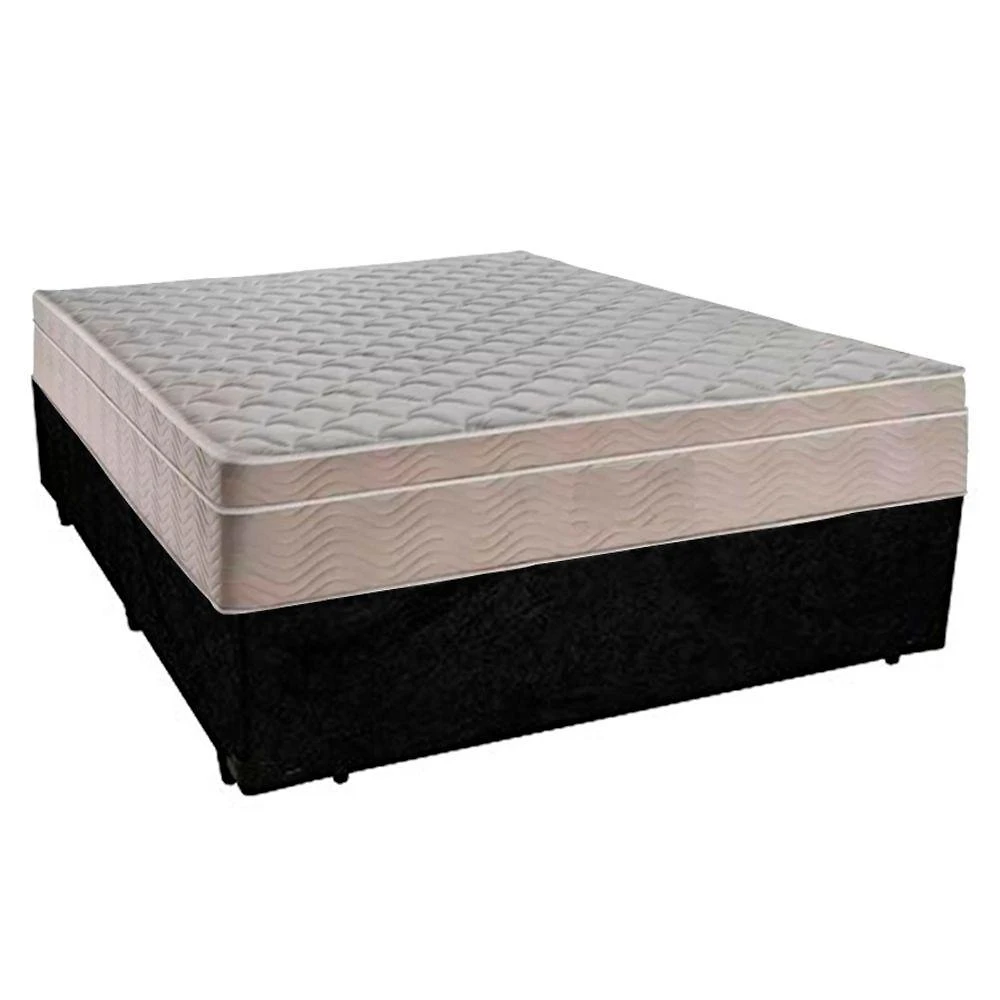 Cama Box Casal Suede + Colchão Sereneprime Molas Ensacadas 138x188x65 Cor:preto