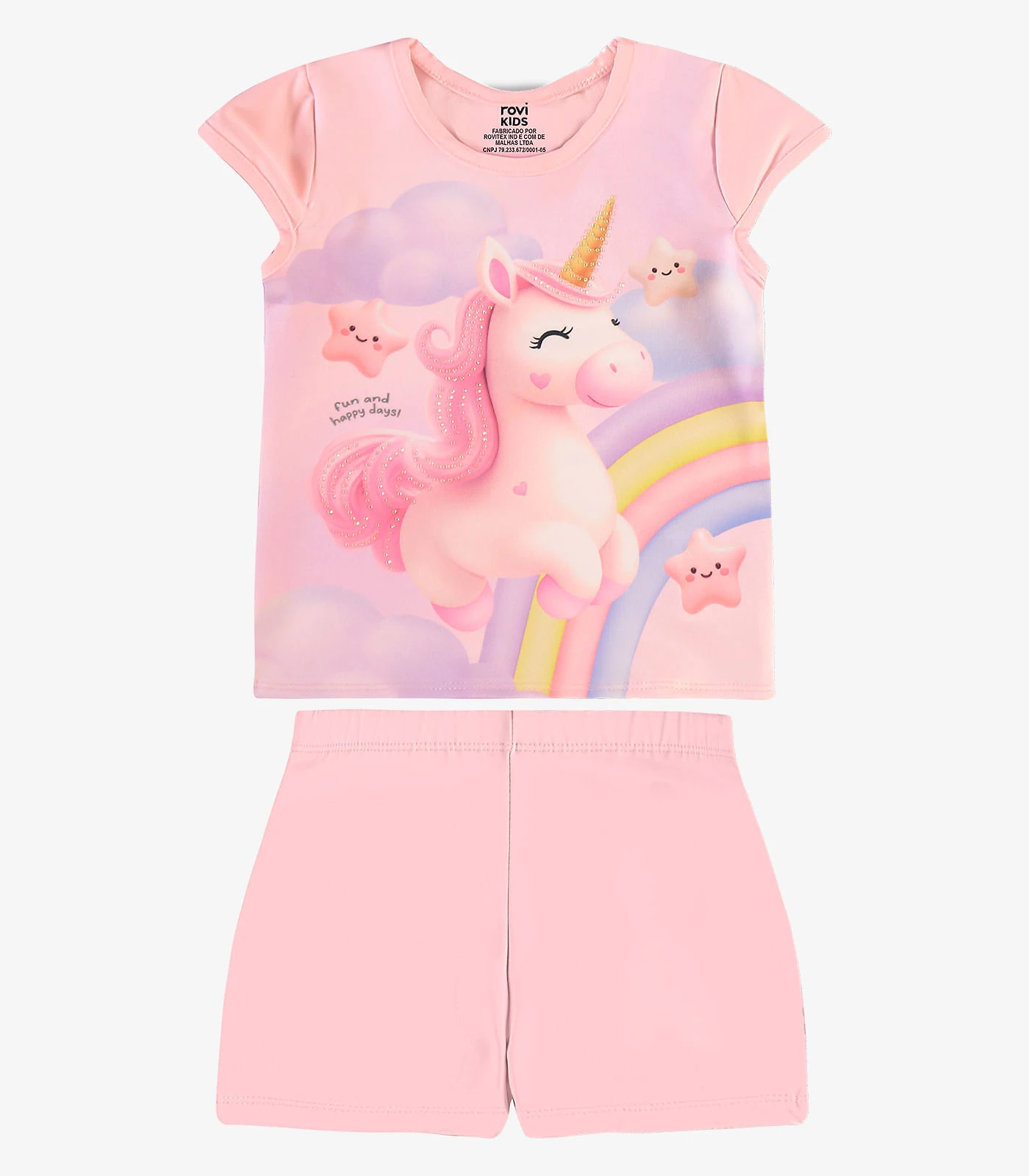 Conjunto Blusa Com Shorts Infantil Rovi kids Rosa