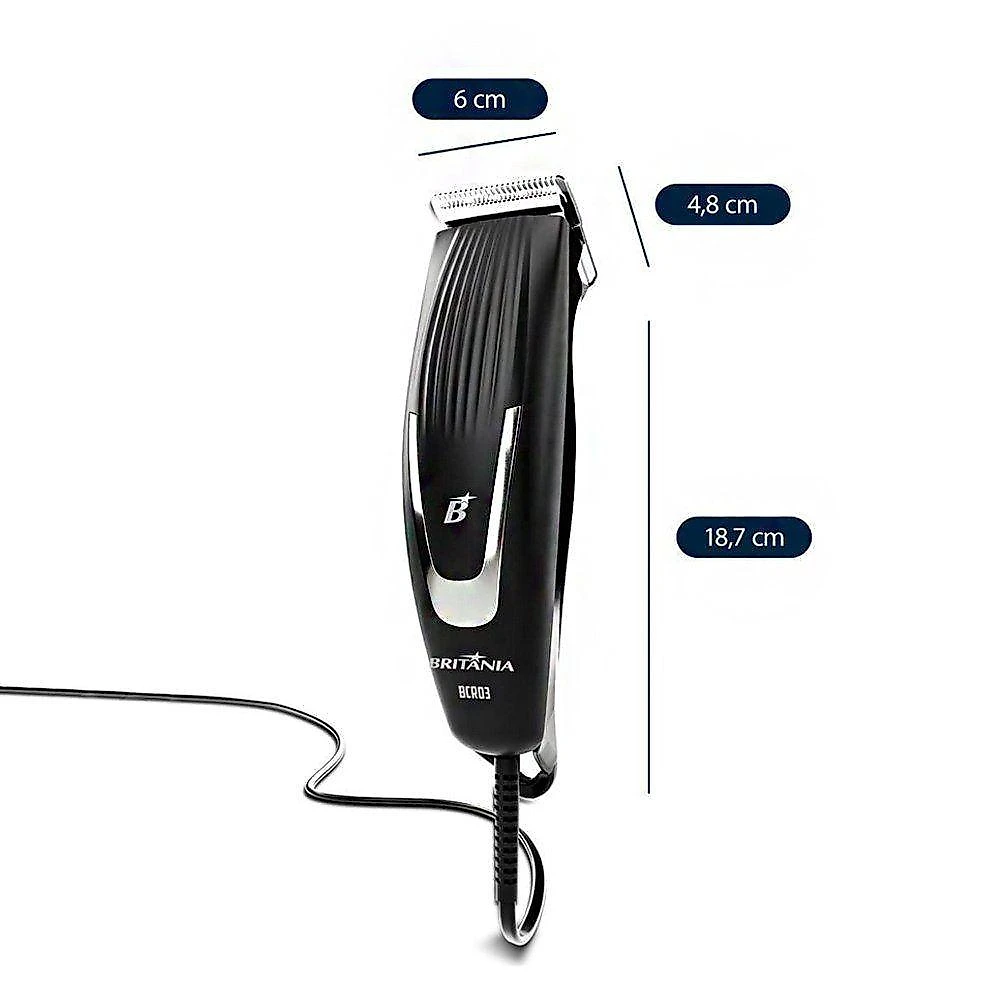 Cortador de Cabelos BCR03 9 Acessórios Ajuste Fino Preto 110V Britânia
