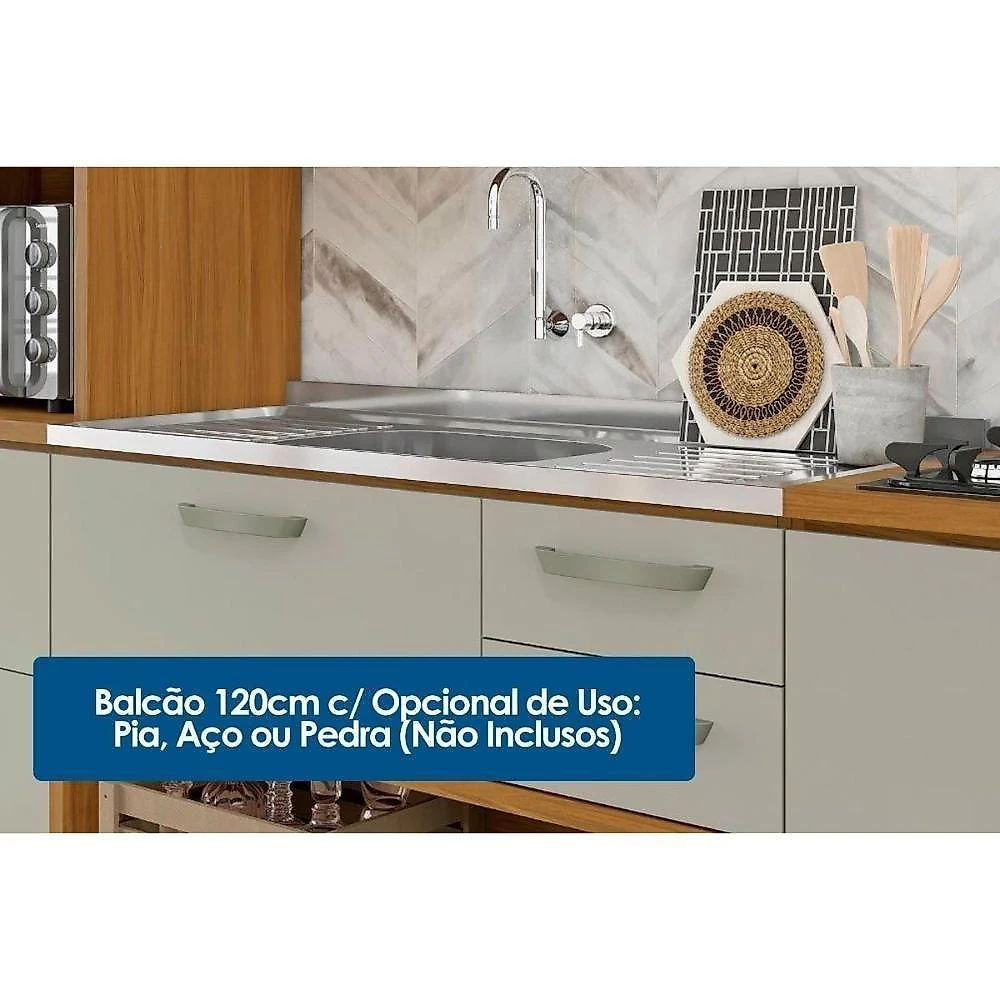 Kit De Cozinha Completa 3 Peças Princesa (1aéreo+1balcão+1paneleiro) C3p20 Freijo-off White - Nesher