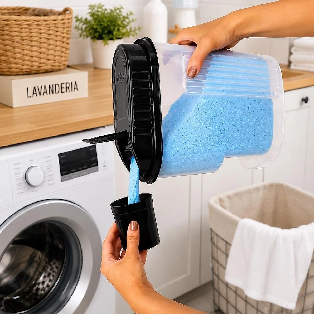 Porta Sabão em Pó com Dosador Plástico Resistente BPA Free Organizador Lavanderia Multiuso 2L Yeet