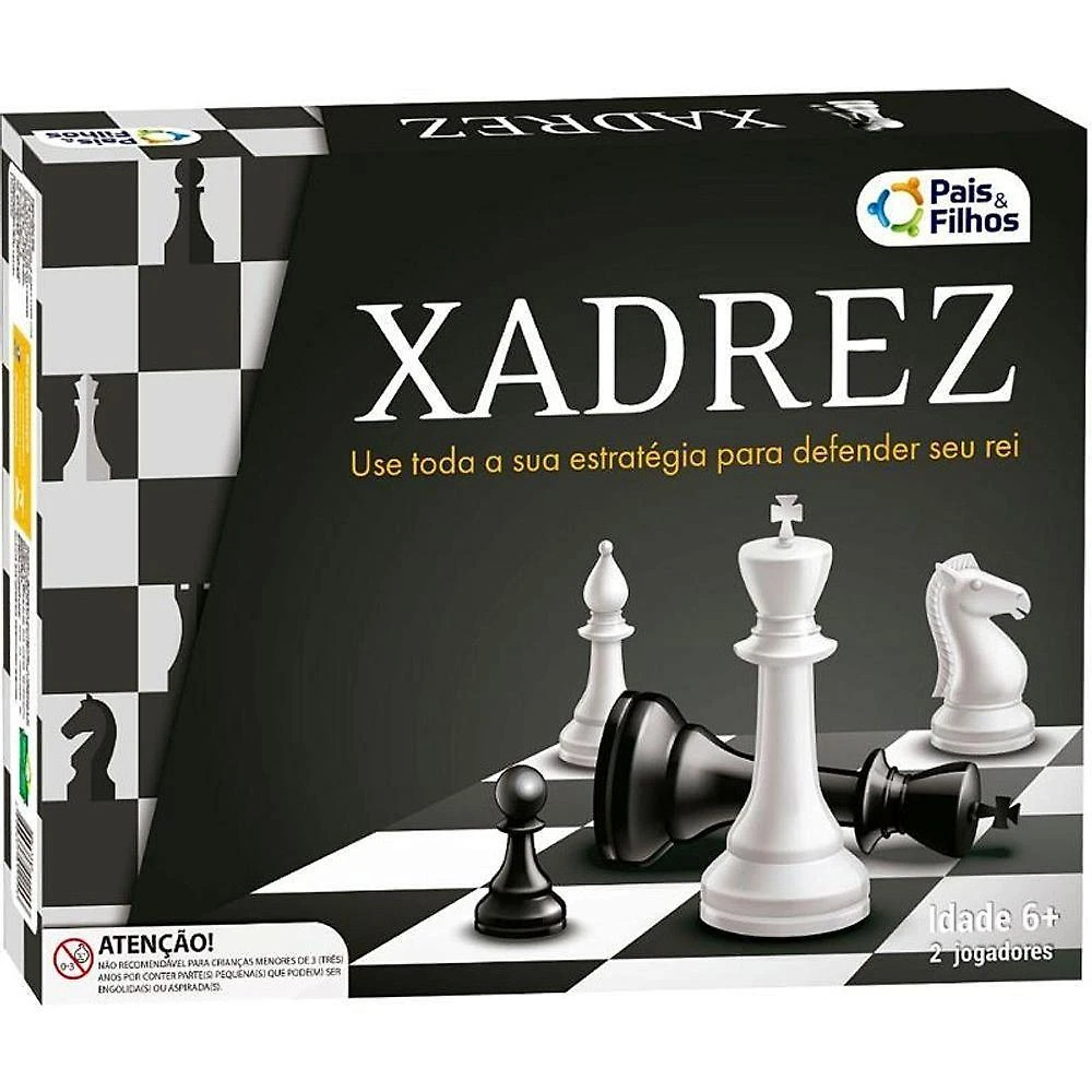 Jogo de Xadrez Rei 5,4cm Tabuleiro Dobrável 32 Peças Pais & Filhos