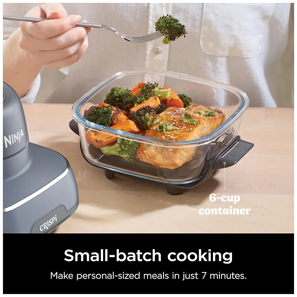 Fritadeira Elétrica Air Fryer Tudo em Um com 2 Recipientes de Vidro 3.7L e 1.4L e Tampas, 110V 1500W, Ninja Crispi FN101GY, Cinza 110v