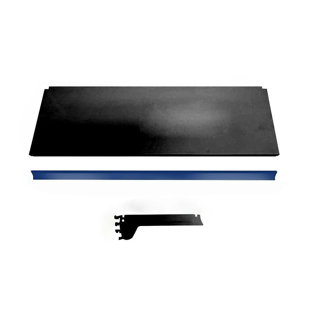 Kit 3 Bandejas Prateleiras 30x91 Gôndolas New Plus Preto Porta Etiqueta Azul Sa Gôndolas