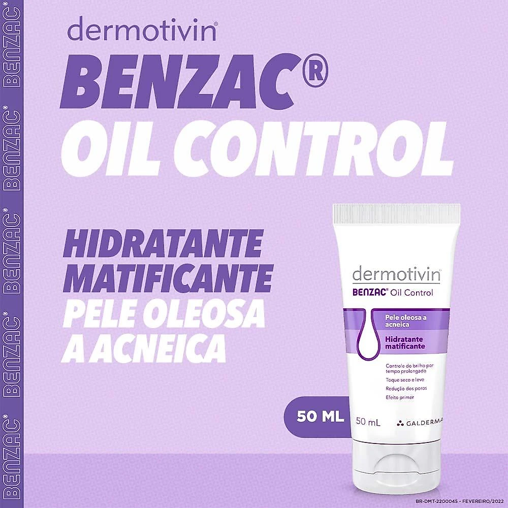 Hidratante facial pele oleosa matificante dermotivin benzac 50g