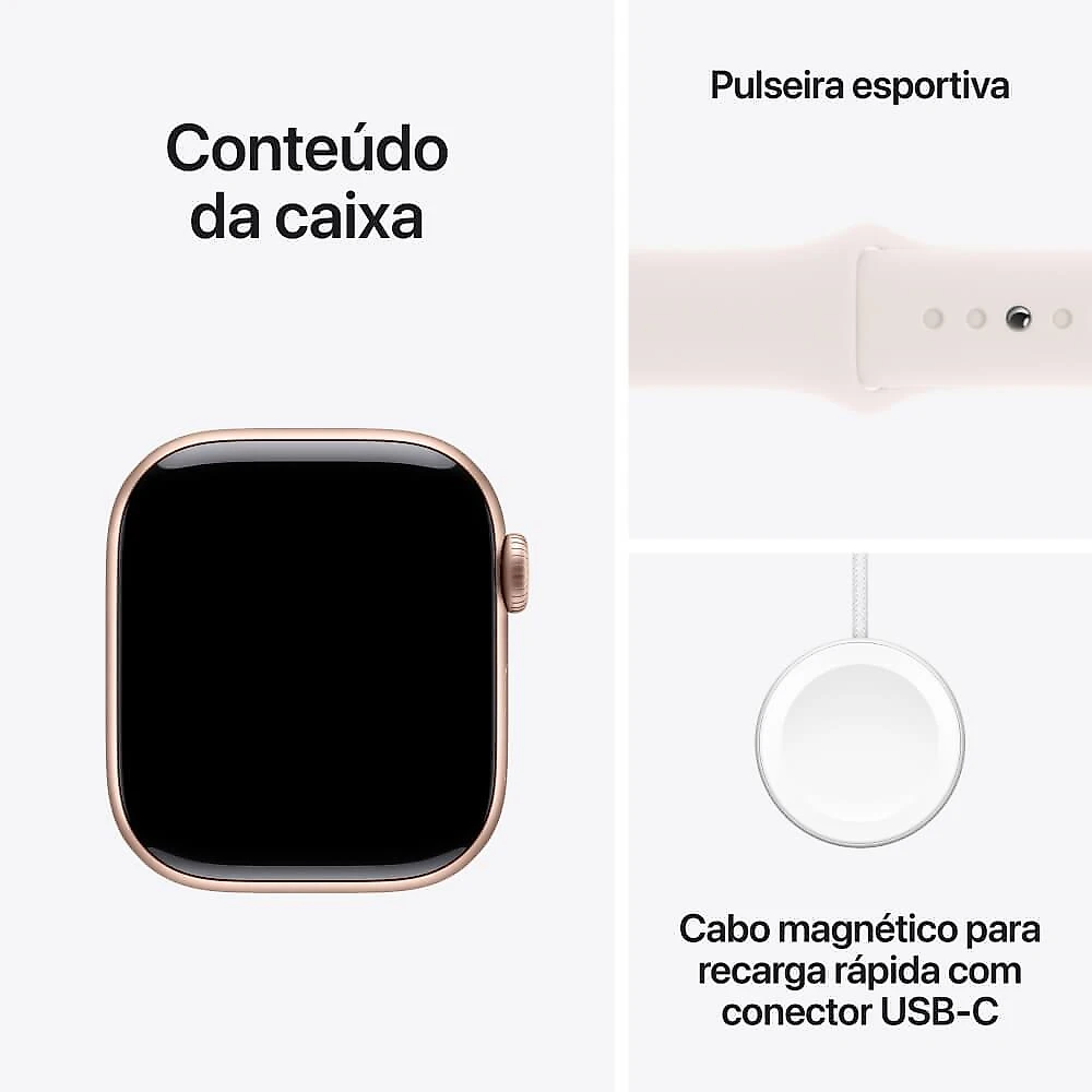 Apple Watch Series 10 GPS + Cellular • Caixa cor de ouro rosa de alumínio – 42 mm • Pulseira esportiva blush-clara – M/G