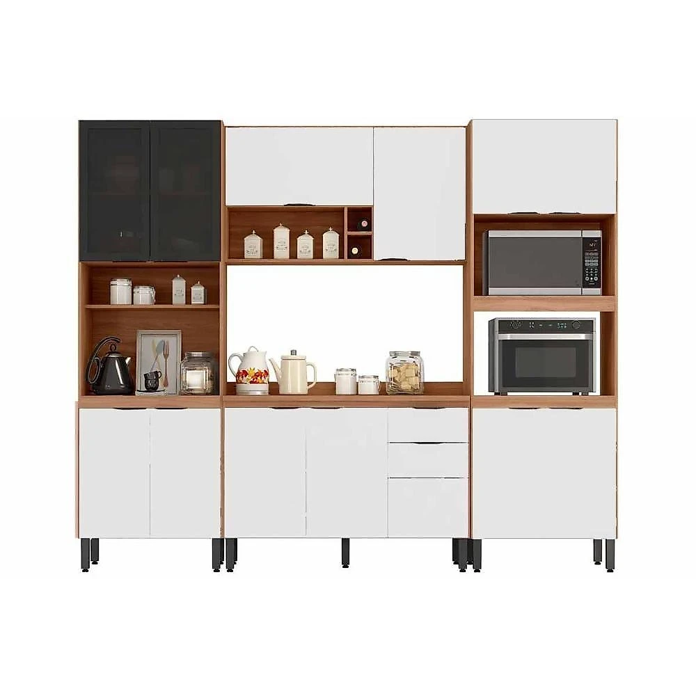 Cozinha Completa Firenze 13 Portas 2 Gavetas MDF 120cm Grafite