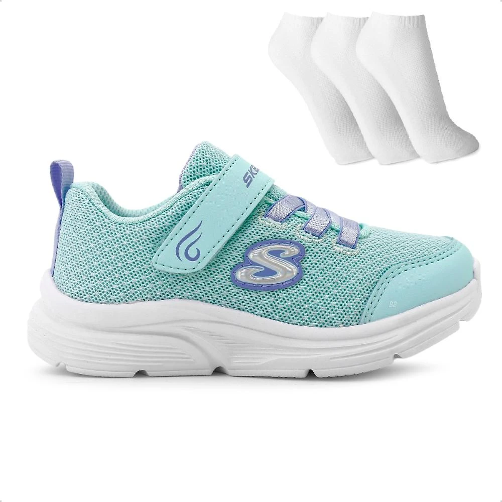 Tênis Skechers Wavy Lites Blissfully Free Infantil + 3 Pares de Meias