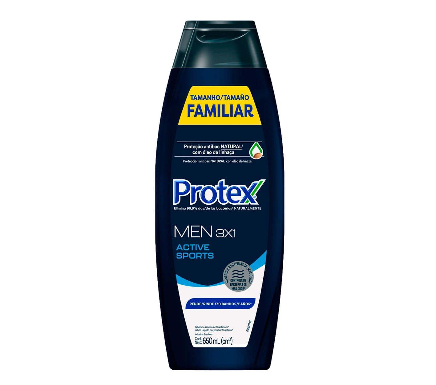 Sabonete Líquido Protex Men 3 em 1 Active Sports Tamanho Família 650ml
