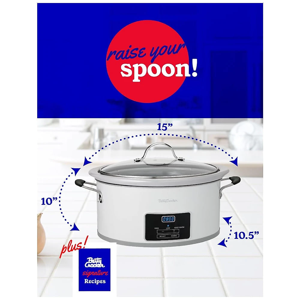 Panela Elétrica Programável 5,6L com Display Digital, Timer até 20H, Forro Removível de Grés e Livro de Receitas, 110V...