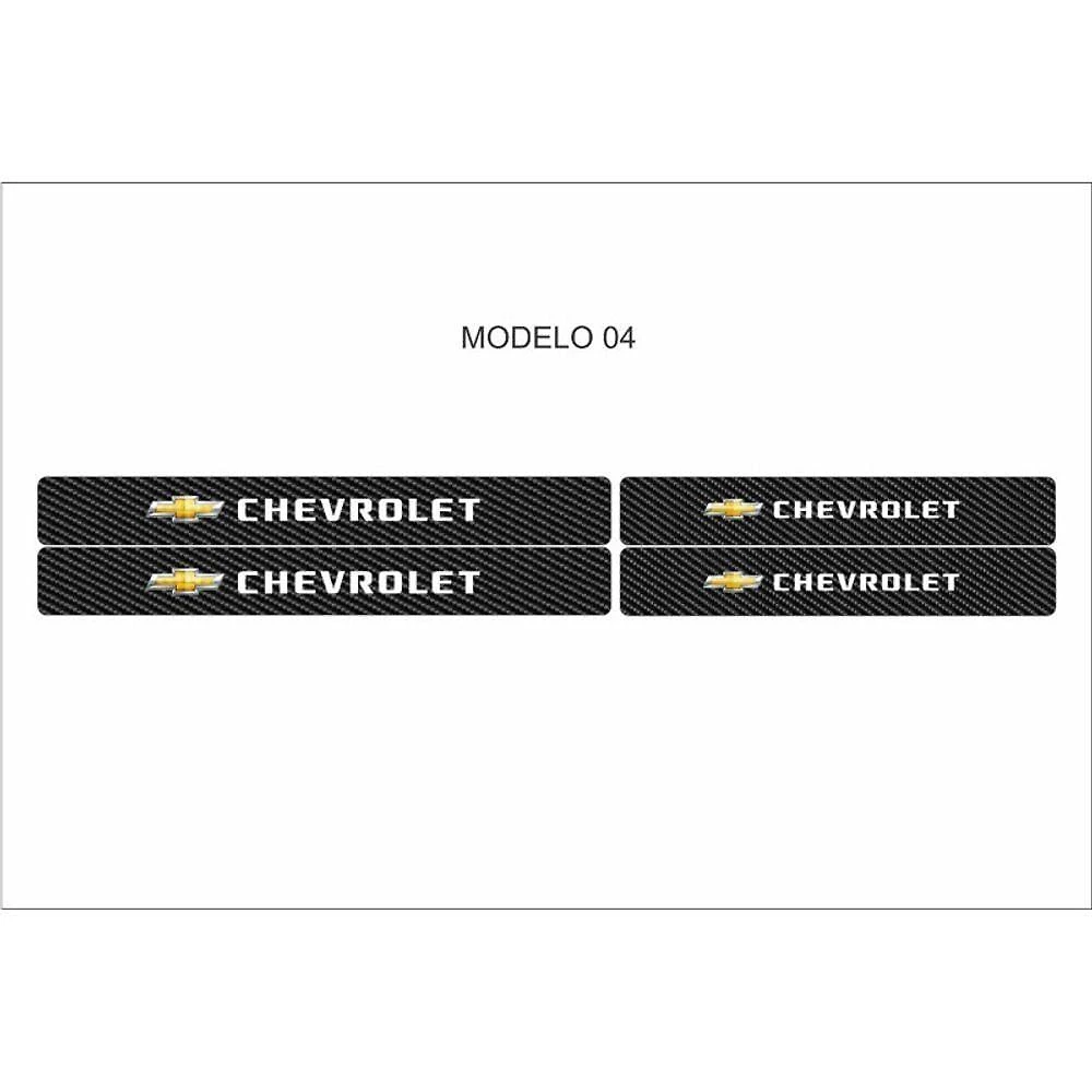 Soleira Automotiva para Portas Kit 4 Adesivos Chevrolet Dourado Compatível com Diversos Veículos OEM