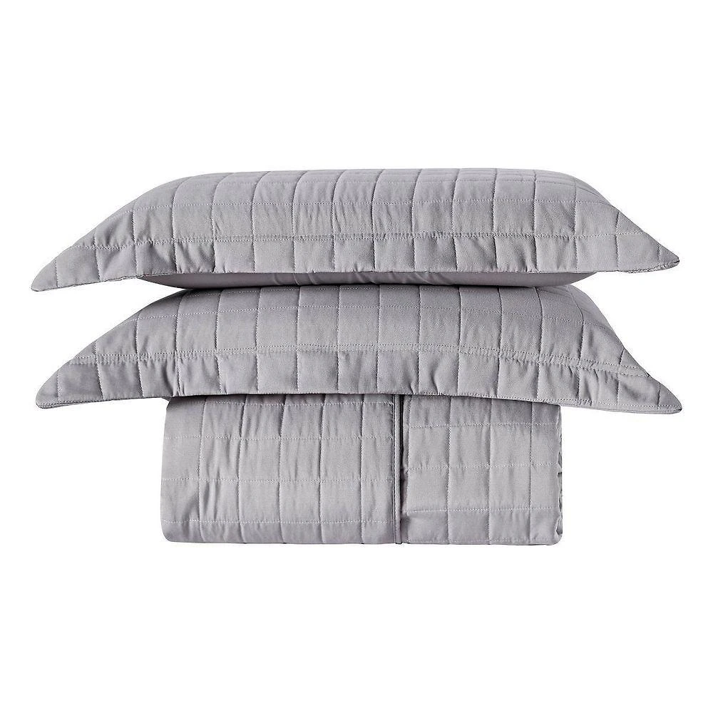 Cobre Leito Matelassê Percal 300 Fios Basic King 03 Peças 100% Poliéster - Cinza