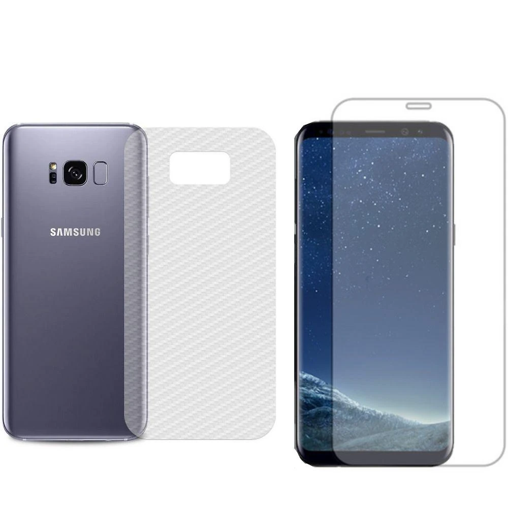 Película Hidrogel + Adesivo Fibra De Carbono Para Samsung Galaxy S8 - Transparente