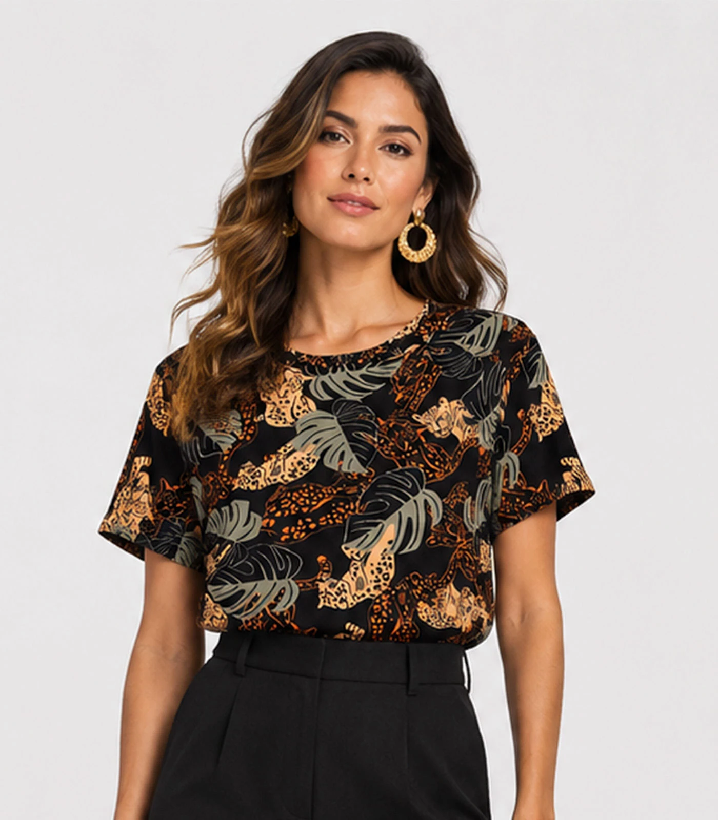 Blusa Feminina Estampada Infinita Cor Preto