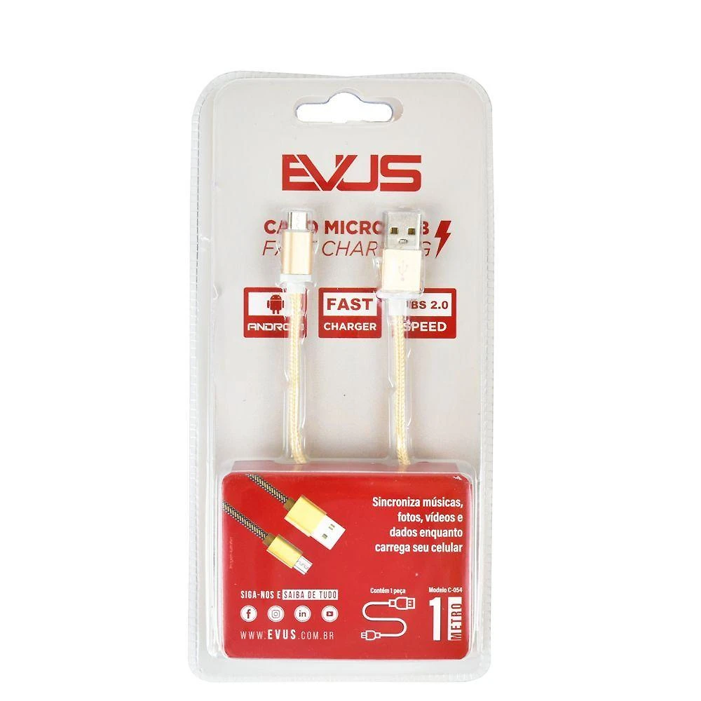 Cabo Usb Evus C-054 Fast Charge Micro Usb Gold 1,0m
