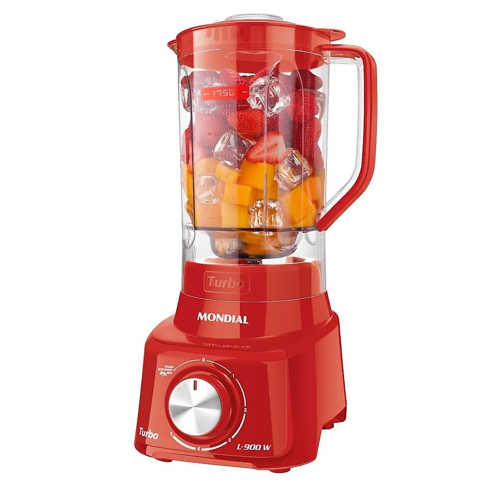 Liquidificador mondial turbo l900 vermelho 900w com 5 velocidades 110