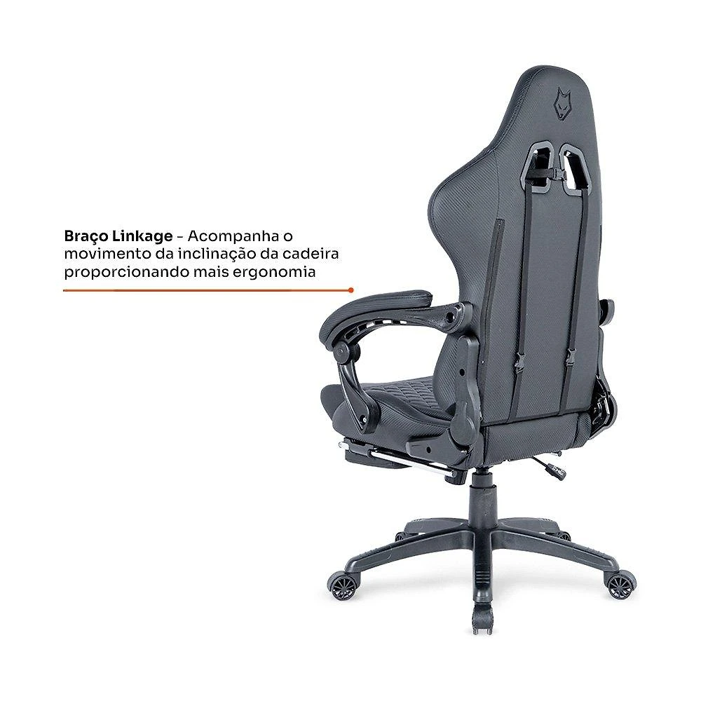 Miniatura Cadeira Gamer Husky Tempest 700, Até 145kg, Almofadas, Reclinável 150º, PU, Descanso para Pés, Preta - HCG700PT