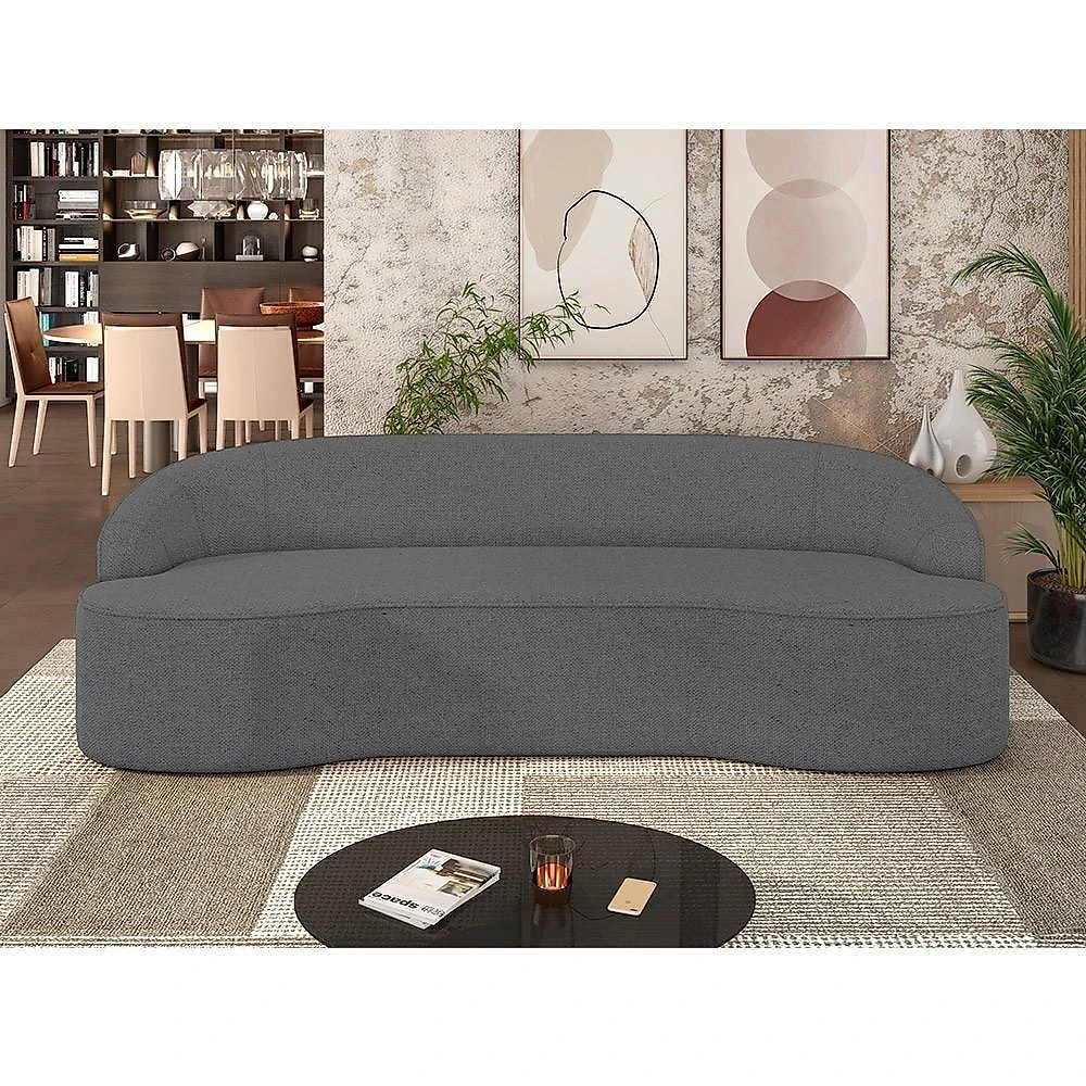 Sofá 4 Lugares Curvo Living Lótus D02 Linho Cinza Escuro 230cm C-416