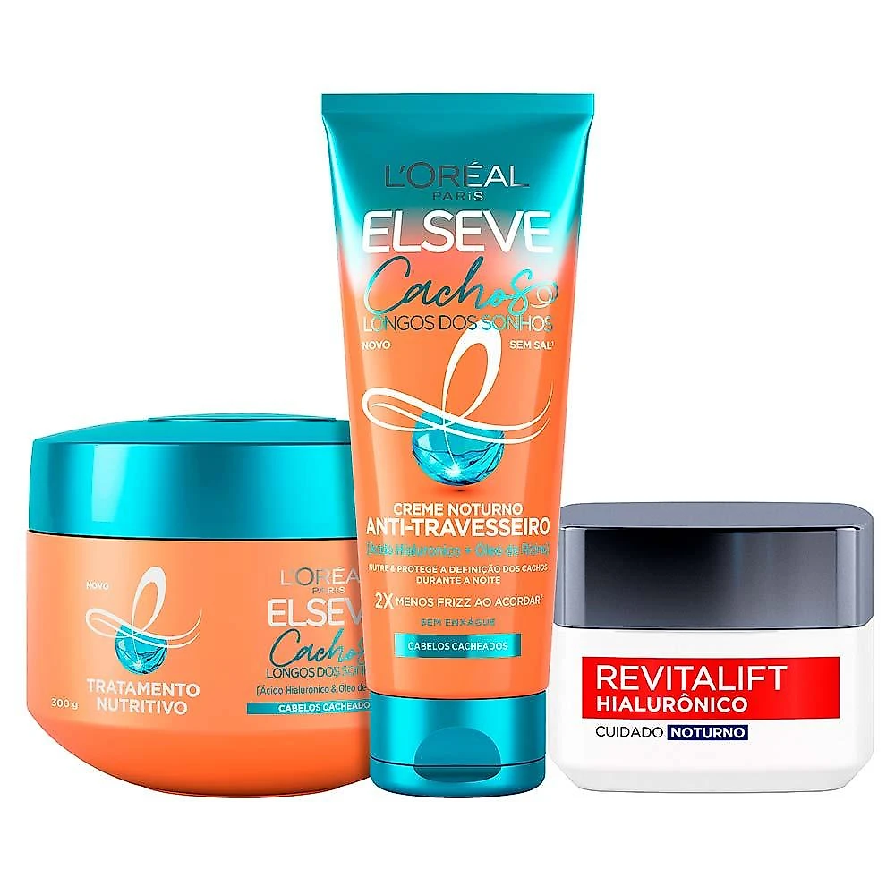 L’oréal paris antioleosidade + cachos dos sonhos kit – gel creme hidratante + creme de tratamento + creme noturno