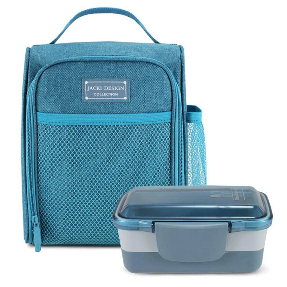 Kit Bolsa Térmica E Pote De Marmita 2 Andares Concept Azul