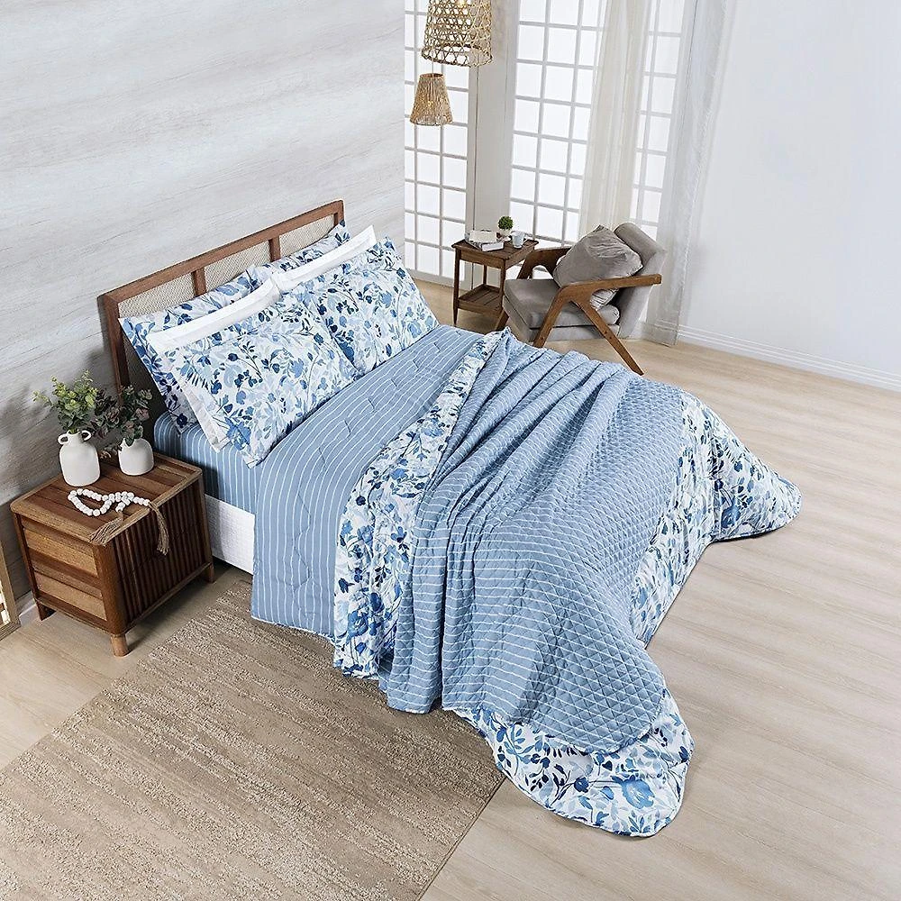Cobre Leito + Jogo De Cama Afeto 400 Fios Queen 07 Peças 100% Poliéster - Lolli