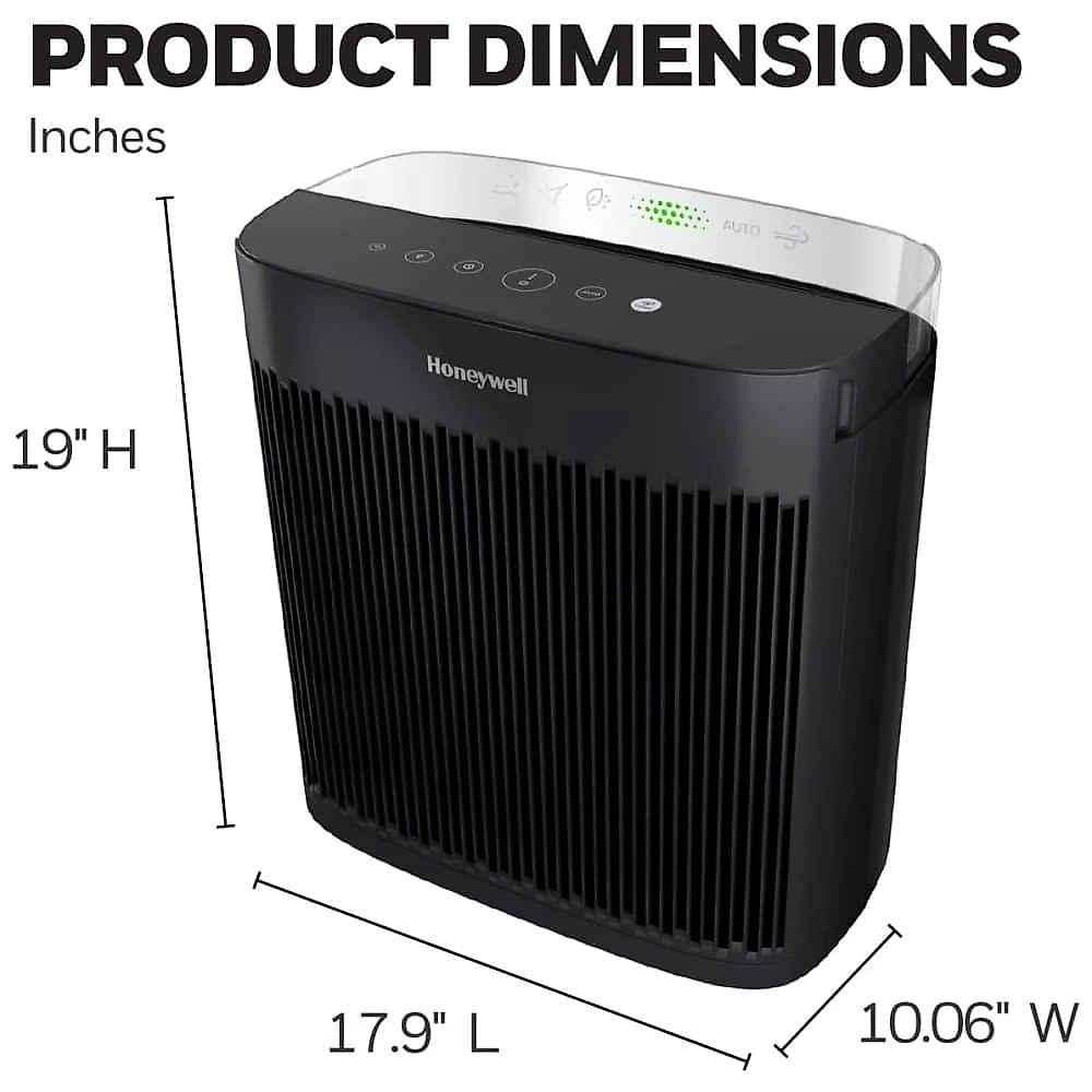 Purificador de Ar Honeywell InSight HEPA para Ambientes de 33 metros quadrados com Indicador de Qualidade do Ar, Modo Automático, Preto