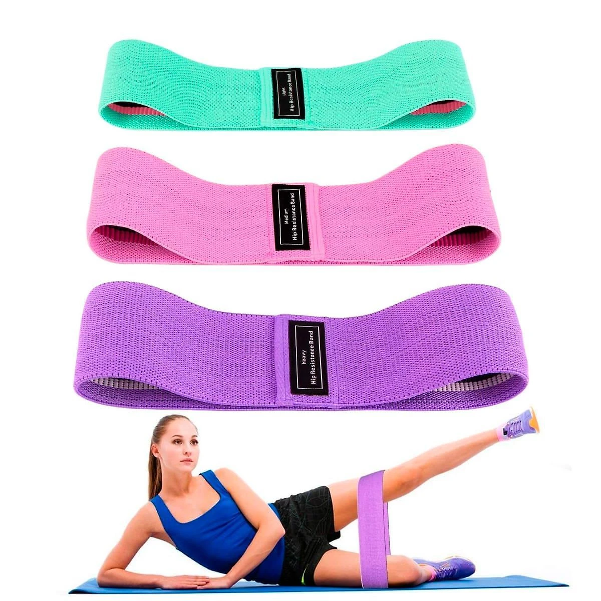 Miniatura Hip Band Kit 3 Faixas Elasticas Treino Gluteos Pernas