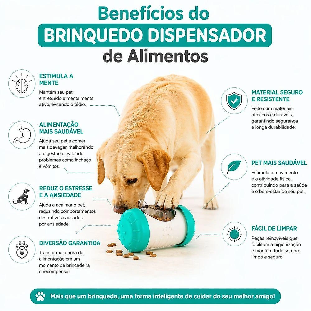 Brinquedo Comedouro Lento Para Pets - Dispensador De Ração Atóxico E Resistente Para Cães E Gatos - Verde