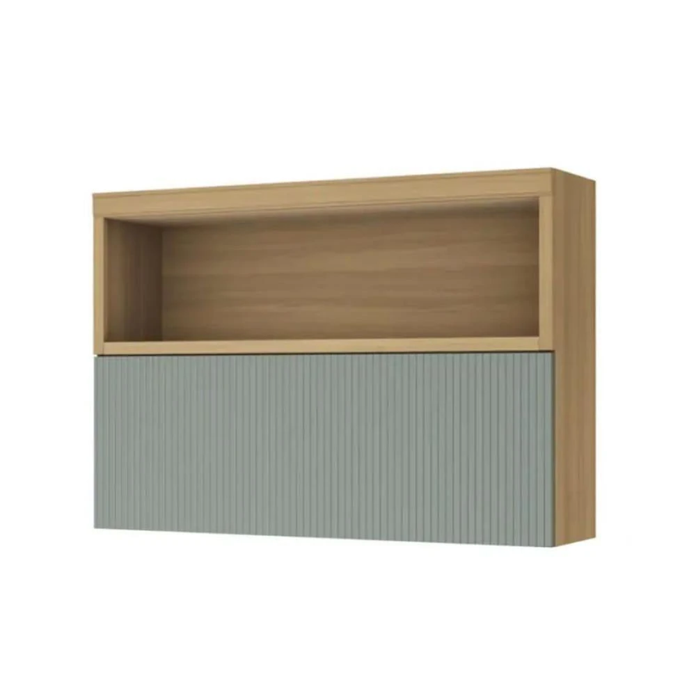 Armário Aéreo P Cozinha Marquesa 120CM 1 Porta Basculante MDF Verde Nesher Móveis