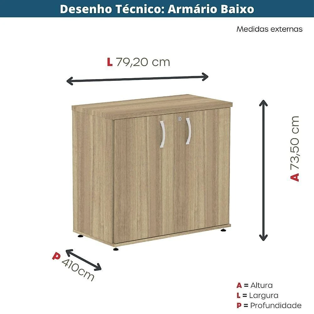 Armário Baixo P25 Pandin 80 Cm (largura) Em Mdp Cor Noce Naturalle Com 2 Portas E Prateleira