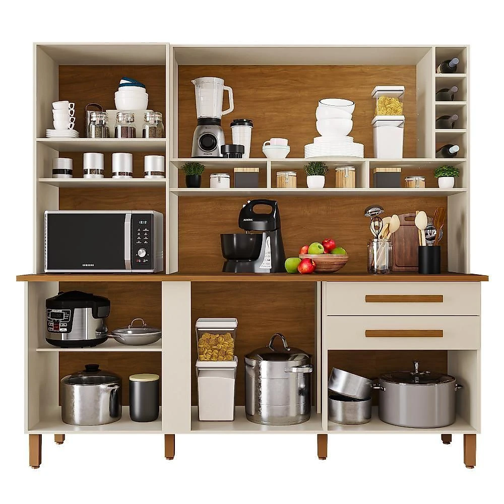 Cozinha Amanda 6 Portas 2 Gavetas MDF-MDP 182CM Amadeirado Tudo de Móveis webcontinental-7908881806144
