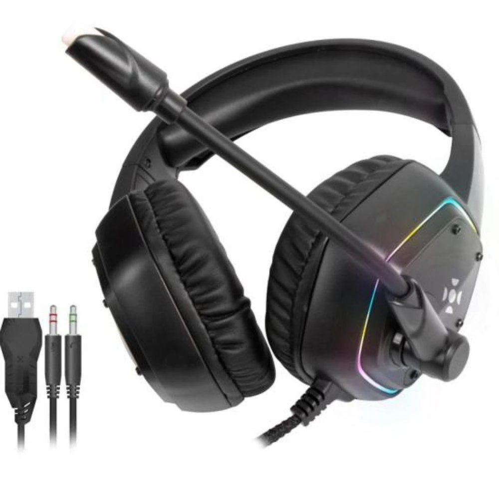 Headset Gamer Fortrek Blackfire P2 USB RGB Cancelamento de Ruído Preto
