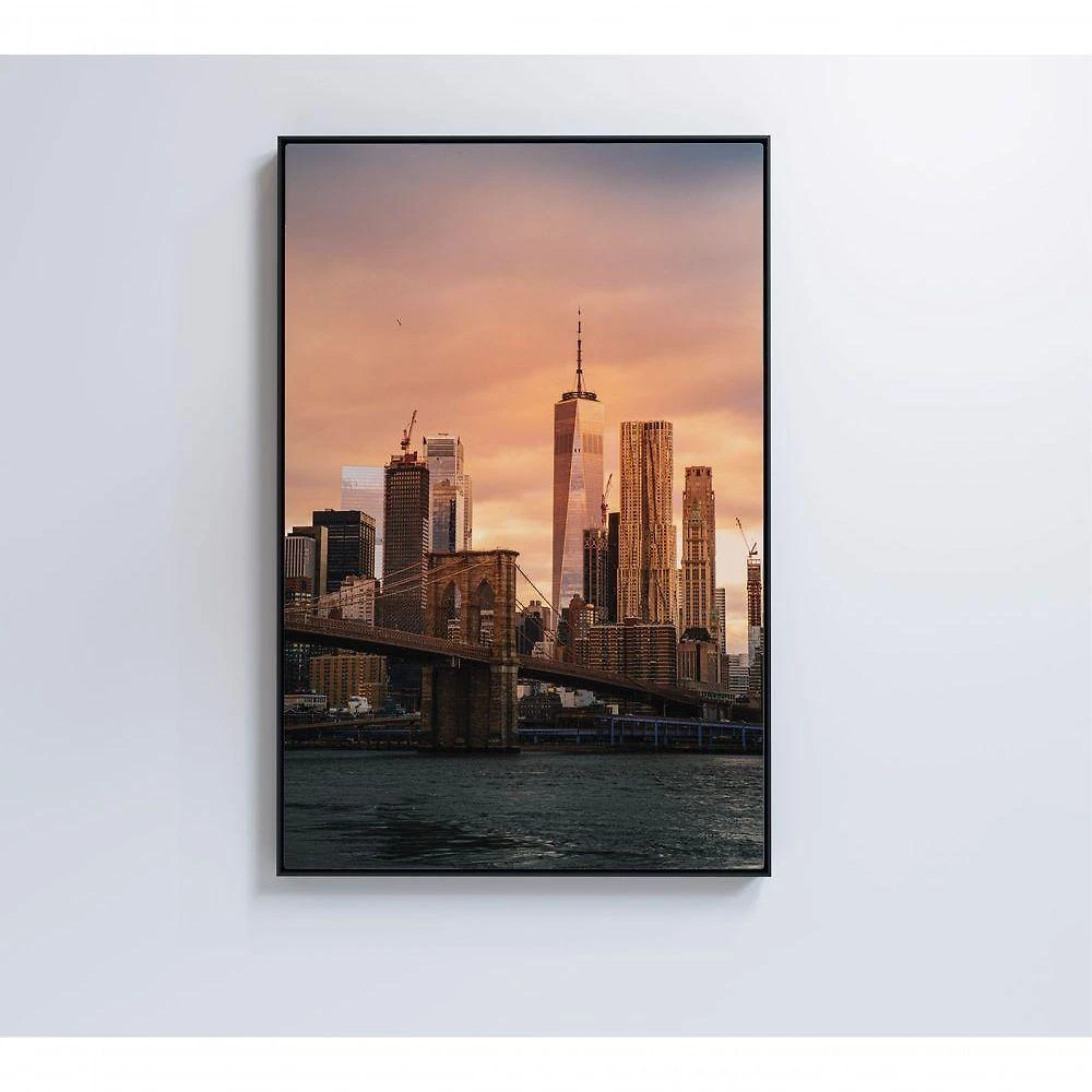 Quadro Nova York Pôr Do Sol 80x120 Cm Tecido Canvas