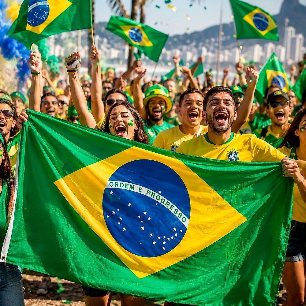 Bandeira Brasil Grande Torcedor em Poliéster Amarelo e Verde 90CMx140CM